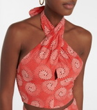 Staud - Kai printed halterneck crop top