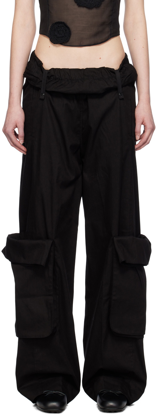 OPEN YY Black Rolled Waist Cargo Pants OPEN YY