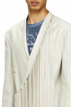Diesel Long coat with shredded scarf fringing - Jackets Mens in Grey
