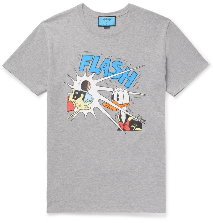 Photo: GUCCI - Disney Printed Mélange Cotton-Jersey T-Shirt - Gray