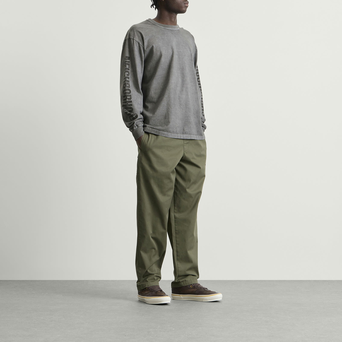 Neighborhood Men's LS-3 Pigment Dyed Long Sleeve T-Shirt in Gray