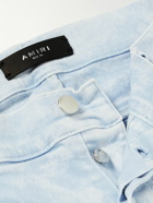 AMIRI - MX1 Skinny-Fit Distressed Leather-Panelled Jeans - Blue