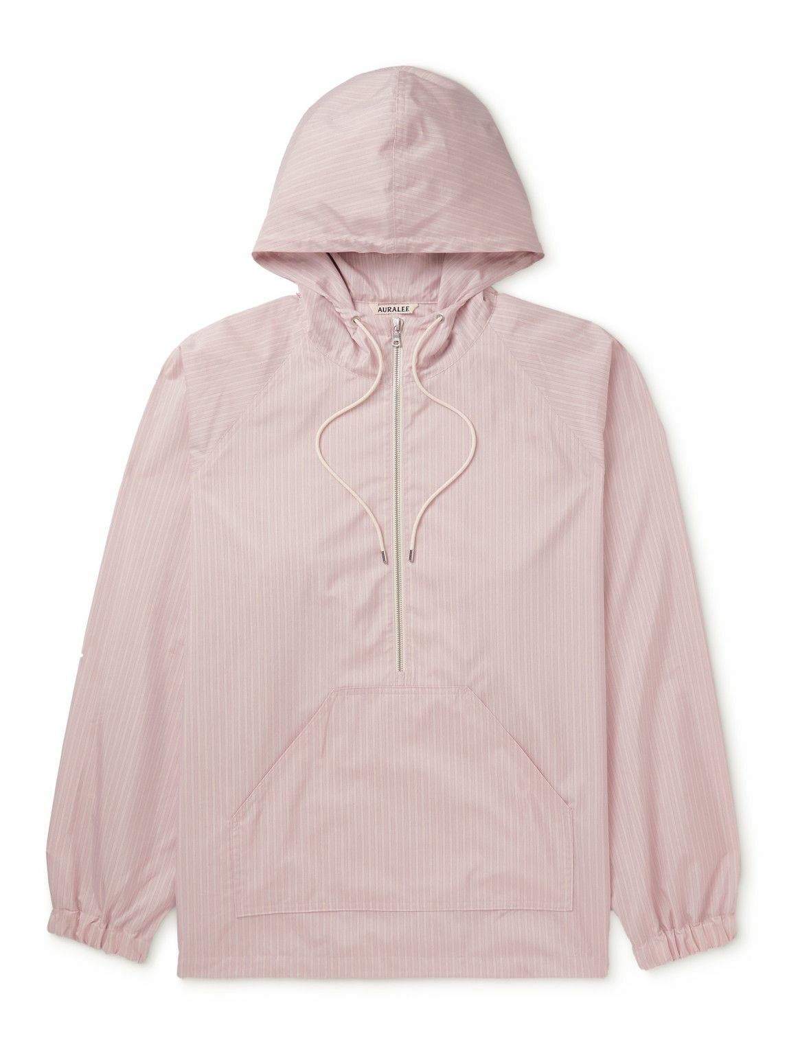 Auralee - Striped Cotton-Blend Poplin Half-Zip Hooded Jacket - Pink Auralee