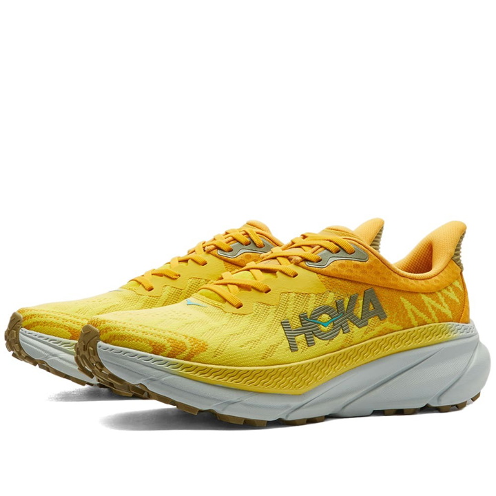 Photo: Hoka One One Men's Challenger ATR 7 Sneakers in Passion Fruit/Golden Yellow