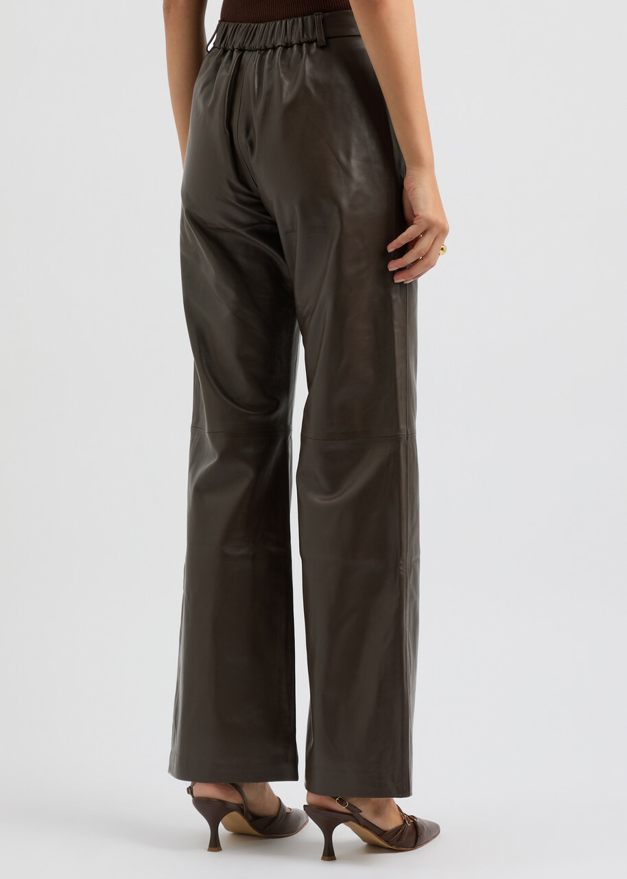 Aexae Straight-leg Leather Trousers Brown