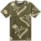 MASTERMIND WORLD All-Over Skull Velour T-Shirt in Olive Khaki