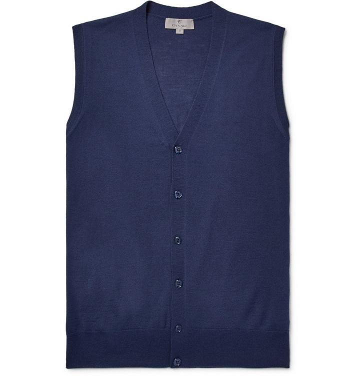 Photo: Canali - Slim-Fit Merino Wool Sweater Vest - Men - Storm blue