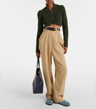 Loewe Belted high-rise cotton slim pants