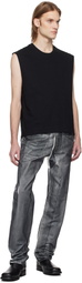 Karmuel Young Black Adjustable Shoulder Line Tank Top