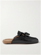 TOM FORD - Stephan Shearling-Lined Tasselled Leather Loafers - Black - UK 8.5