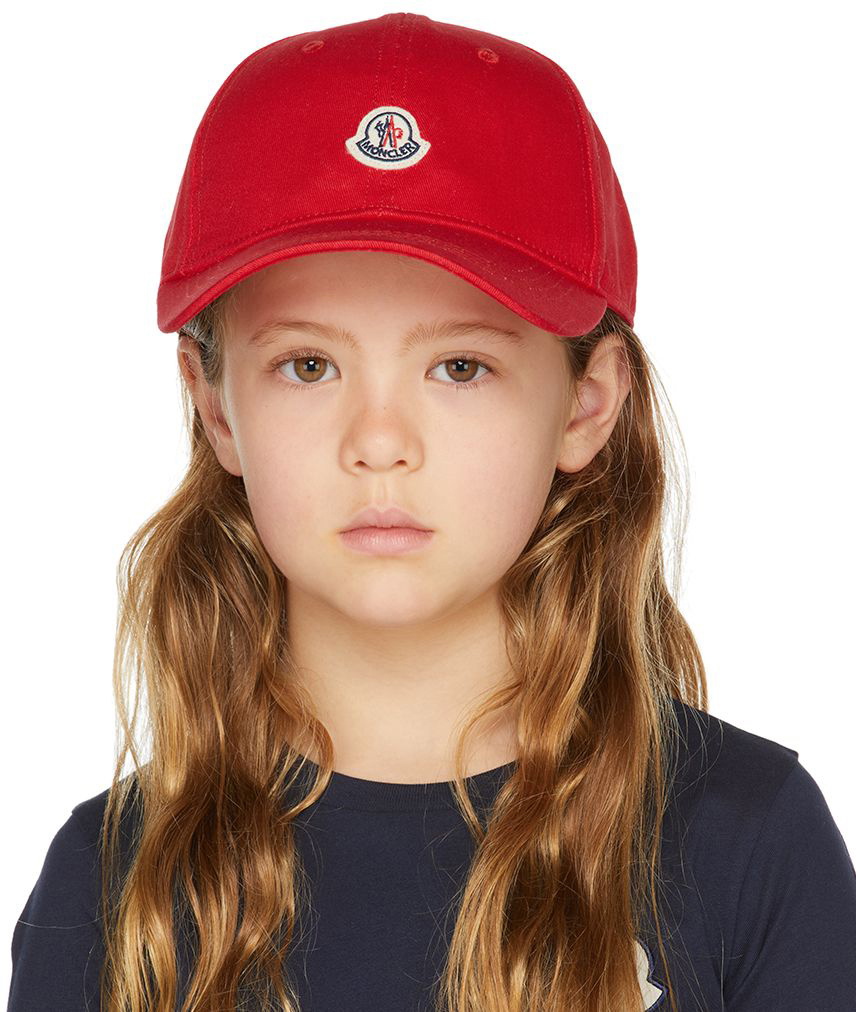 Moncler Enfant Kids Red Logo Baseball Cap Moncler Enfant