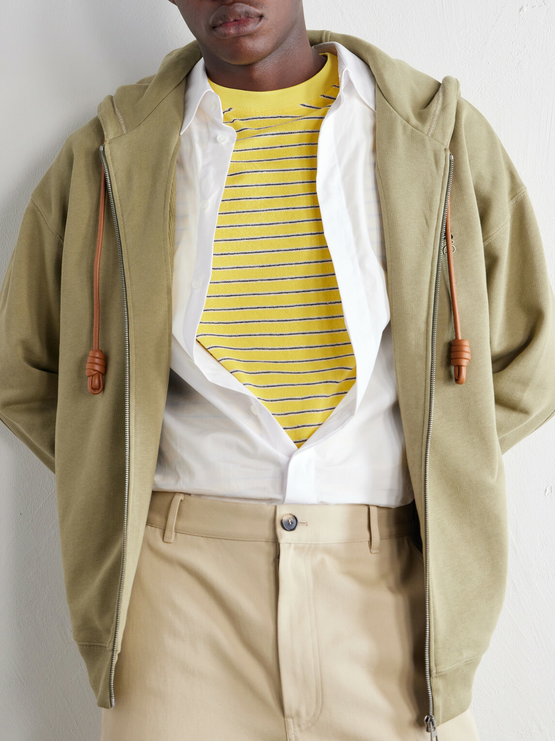 LOEWE - Logo-Embroidered Striped Cotton-Blend Terry T-Shirt - Yellow
