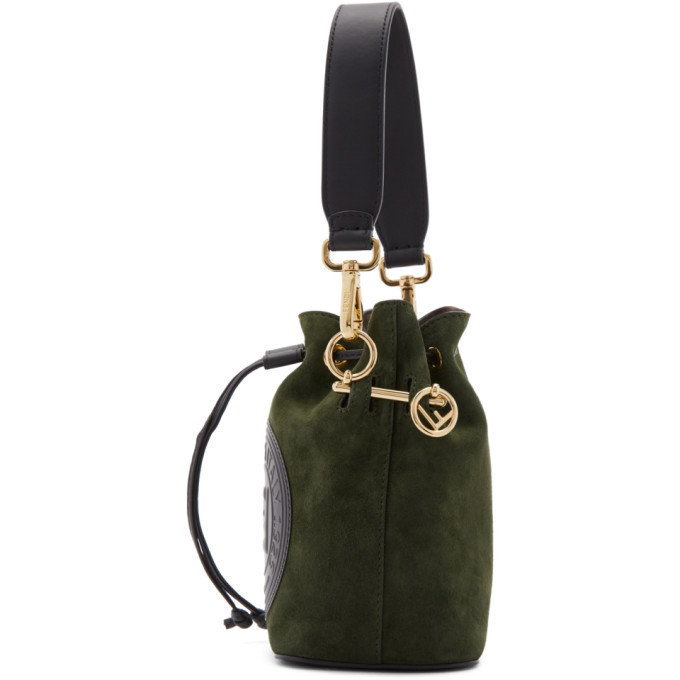 Fendi Green Suede Mini Mon Tresor Black Leather Pony-style calfskin  ref.180015 - Joli Closet