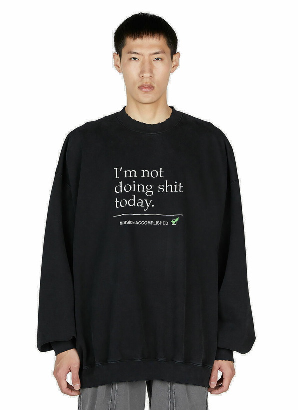 Photo: VETEMENTS Slogan Sweatshirt male Black