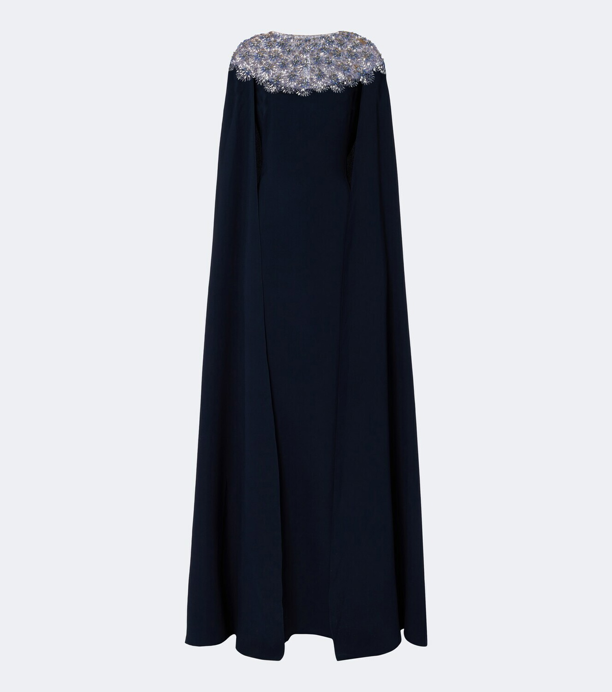 Oscar de la Renta Embellished caped silk-blend gown
