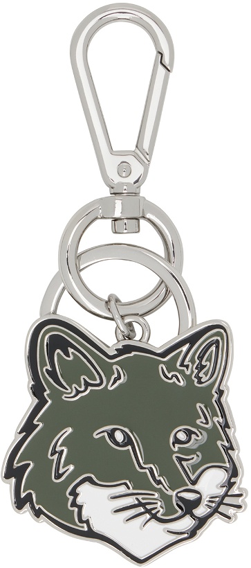 Photo: Maison Kitsuné Silver & Khaki Bold Fox Head Keychain