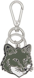 Maison Kitsuné Silver & Khaki Bold Fox Head Keychain