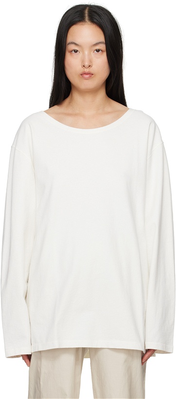 Photo: LEMAIRE Off-White Wide Neck Long Sleeve T-Shirt