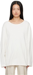 LEMAIRE Off-White Wide Neck Long Sleeve T-Shirt