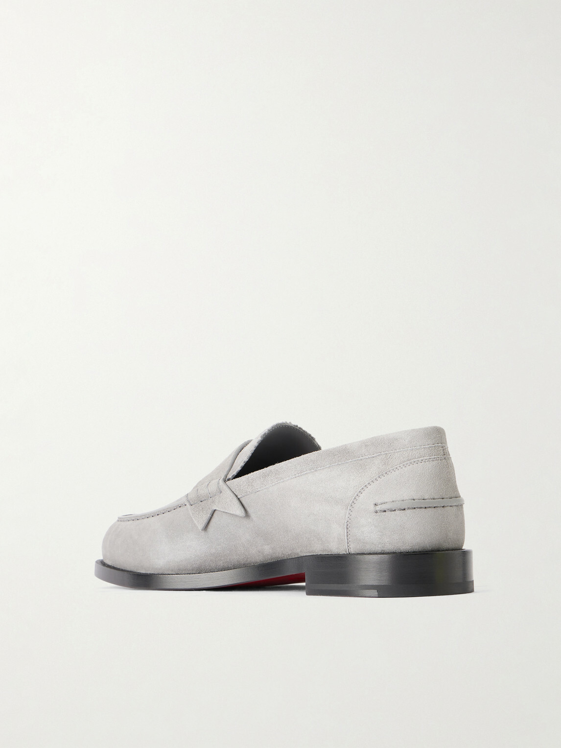 Christian Louboutin - The Plato NeoCL-Detailed Suede Penny Loafers - Gray