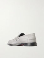 Christian Louboutin - The Plato NeoCL-Detailed Suede Penny Loafers - Gray
