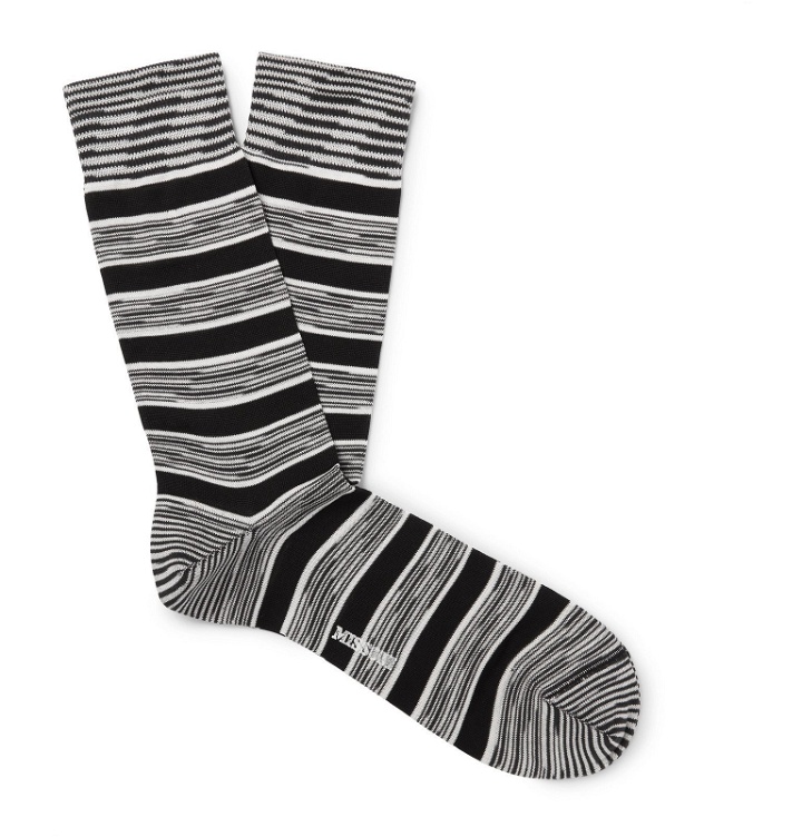 Photo: Missoni - Striped Cotton-Blend Jacquard Socks - Black
