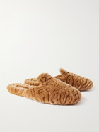 Manolo Blahnik - Montague Shearling Slippers - Brown