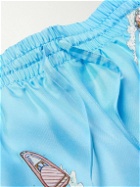Casablanca - Maison Sur Piloti Straight-Leg Printed Silk-Twill Drawstring Shorts - Blue