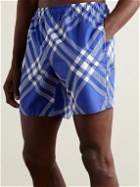 Burberry - Straight-Leg Long-Length Checked Swim Shorts - Blue