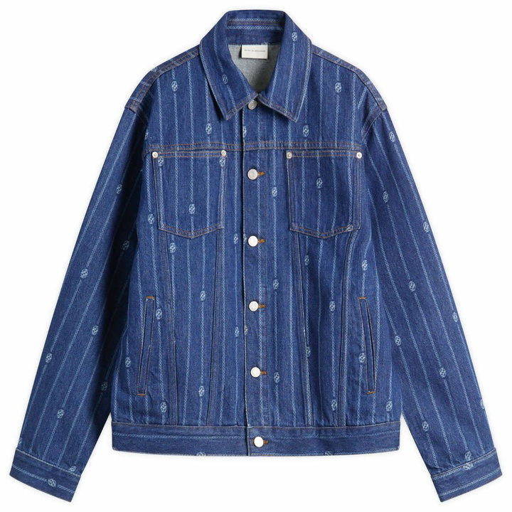 Photo: Drôle de Monsieur Men's Drole De Monsieur Monogram Denim Jacket in Stone Wash