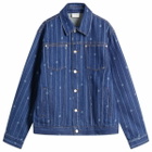 Drôle de Monsieur Men's Drole De Monsieur Monogram Denim Jacket in Stone Wash
