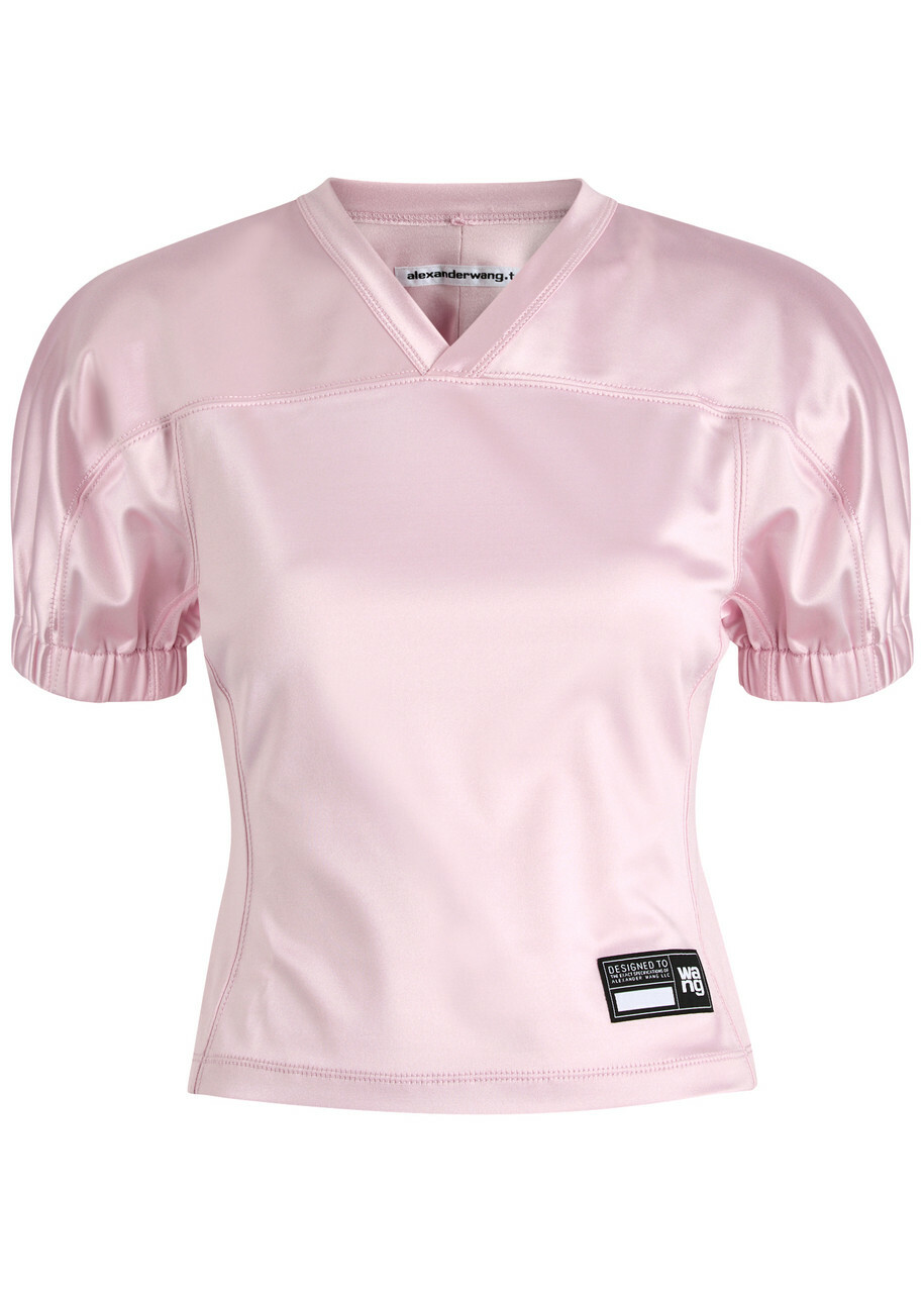 Alexanderwang.t Logo Satin-jersey top Pink alexanderwang.t