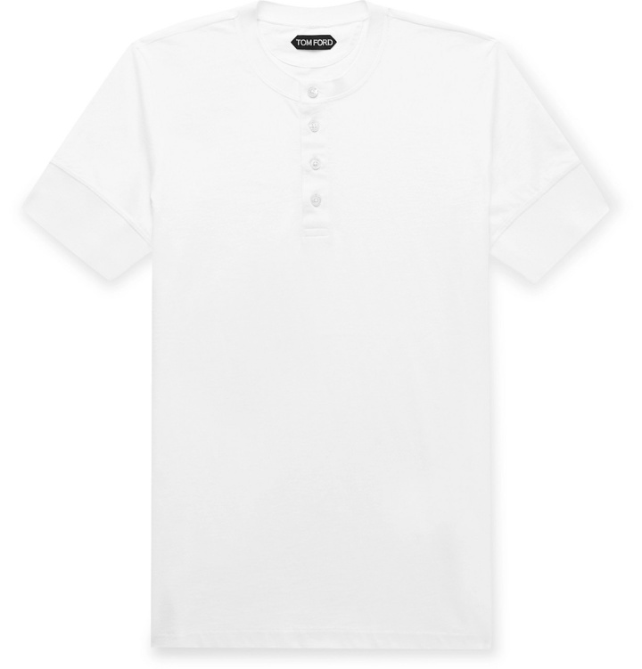 Photo: TOM FORD - Slim-Fit Cotton-Jersey Henley T-Shirt - White