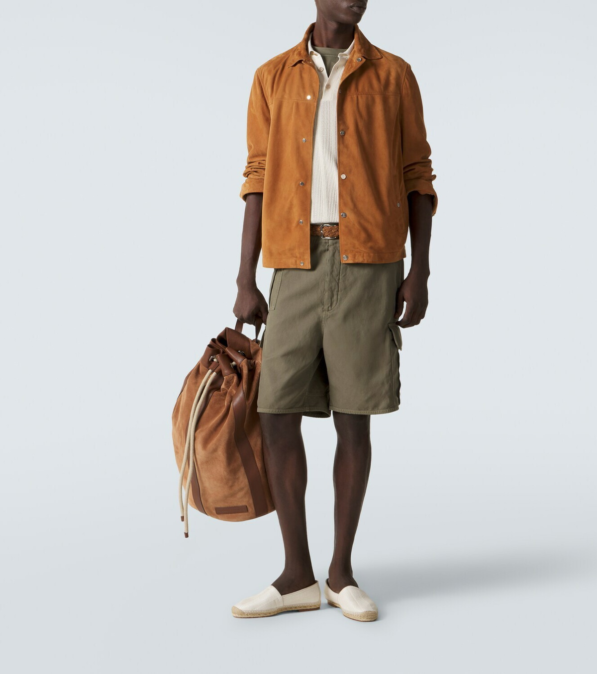 Brunello Cucinelli Suede-trimmed woven espadrilles