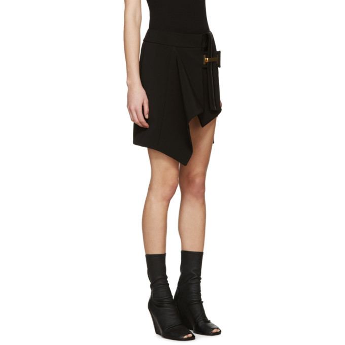 Anthony Vaccarello Black Belted Asymmetrical Skirt