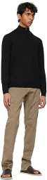Isaia Black Wool Quarter-Zip Sweater