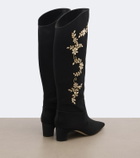 Manolo Blahnik Dispasa embellished satin knee-high boots