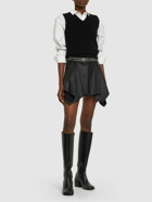 LUDOVIC DE SAINT SERNIN - Asymmetric Ruffled Leather Mini Skirt
