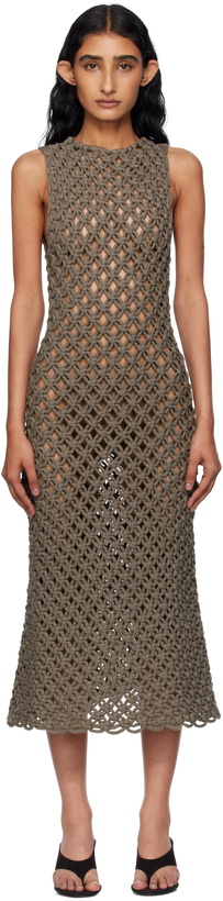 Photo: ALAÏA Taupe Hand Knotted Midi Dress