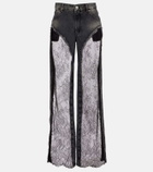 Blumarine Lace-trimmed low-rise wide-leg jeans