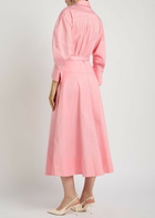Rebecca Vallance Dianthe Belted Stretch Cotton-poplin Midi Shirt Dress Pink