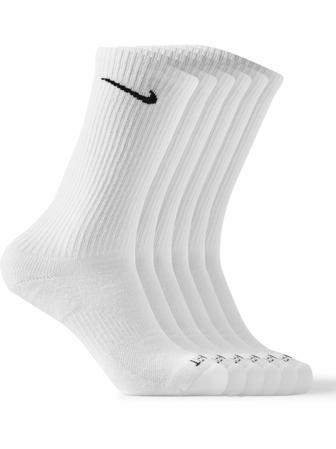 Photo: Nike Training - Six-Pack Everyday Plus Ribbed Dri-FIT Cotton-Blend Socks - White