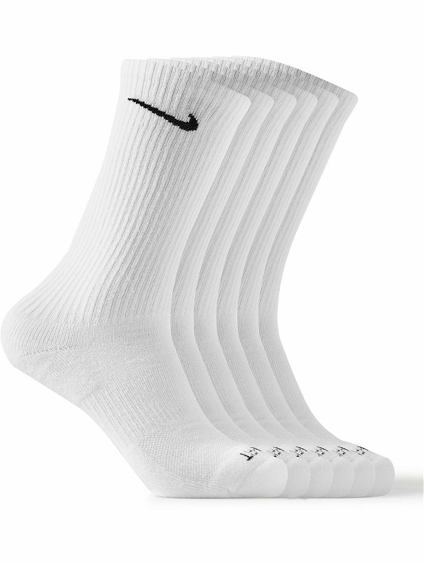 Photo: Nike Training - Six-Pack Everyday Plus Ribbed Dri-FIT Cotton-Blend Socks - White