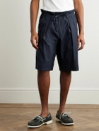 Monitaly - Straight-Leg Pleated Cotton Shorts - Blue