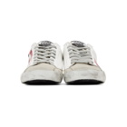 Golden Goose White and Red Flag Superstar Sneakers