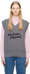 Maison Kitsuné Gray Handwriting Vest