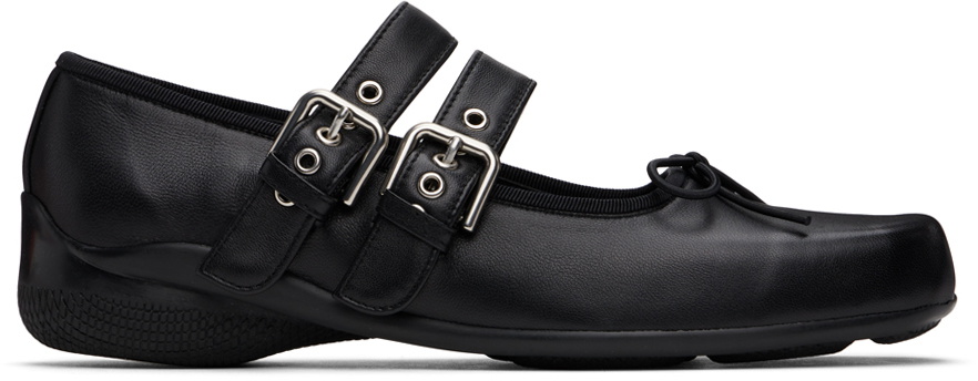 OPEN YY Black Buckle Ballerina Flats OPEN YY