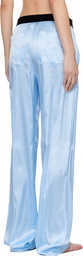 TOM FORD Blue Stretch Silk Satin PJ Lounge Pants