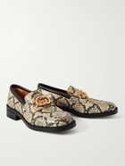 GUCCI - Logo-Embellished Croc-Effect Leather Loafers - Neutrals