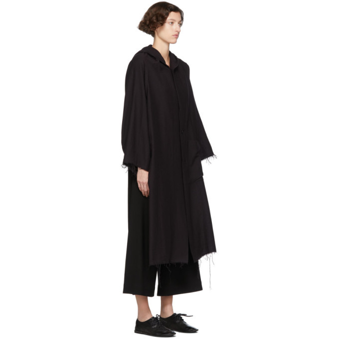 Ys Black Hooded Haori Coat Ys